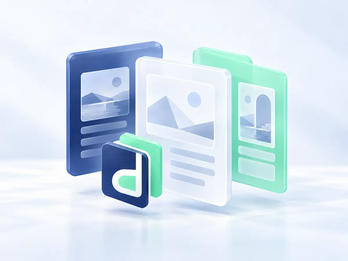 Illustration of IrisDeck arranging image and document cards in order